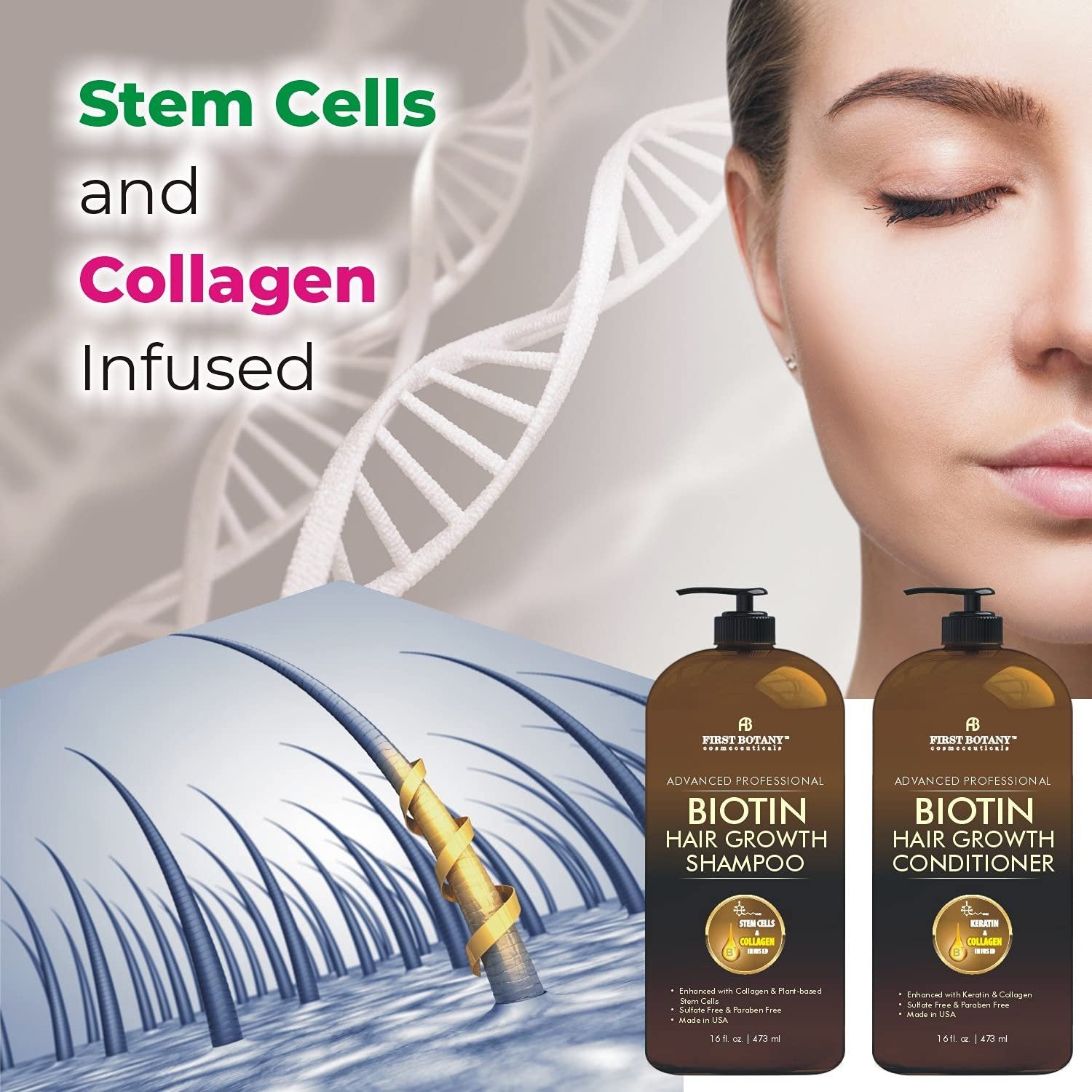 Biotin Hair Growth Shampoo Conditioner - An Anti Hair Loss Set – First Botany