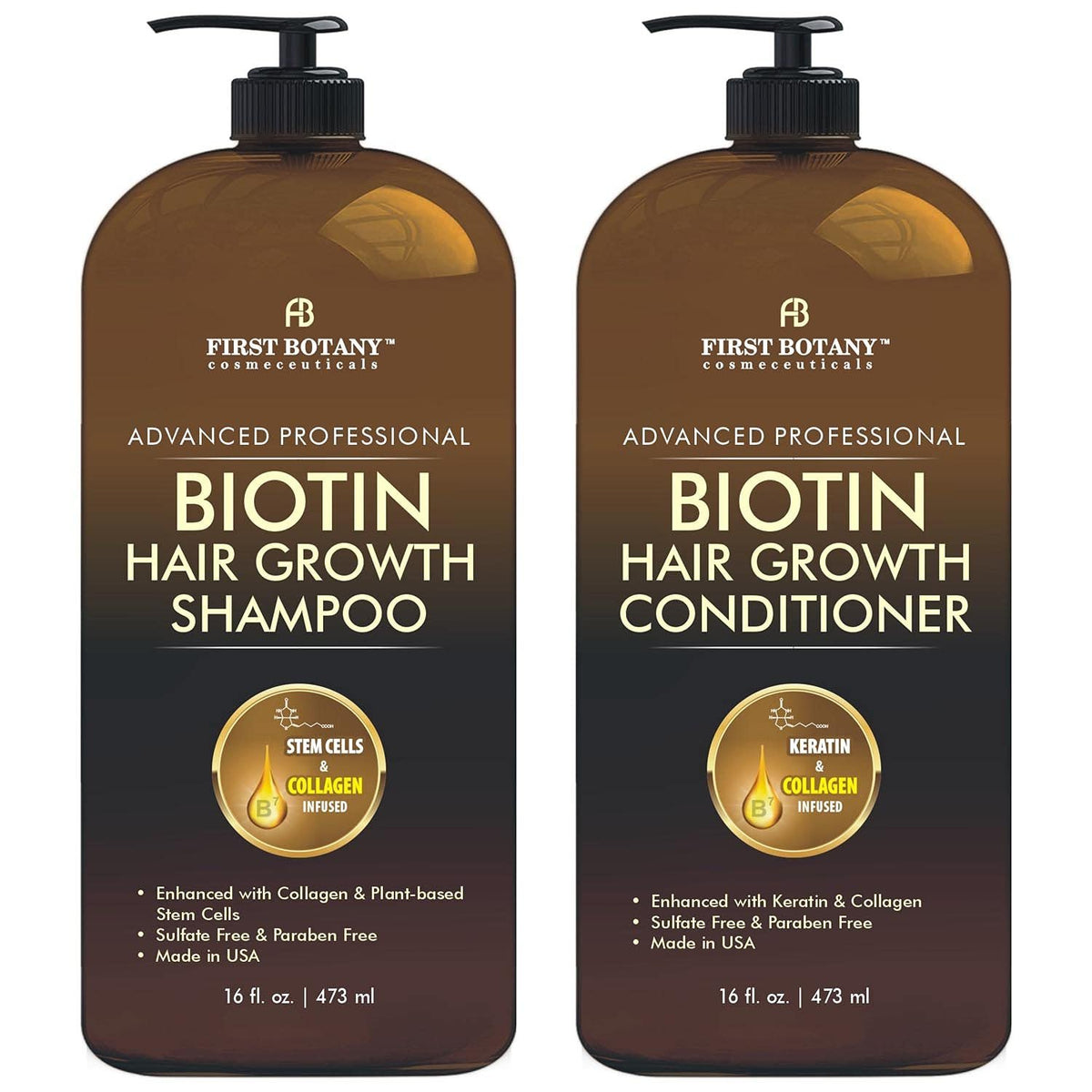 Biotin Hair Growth Shampoo Conditioner - An Anti Hair Loss Set Thicken ...